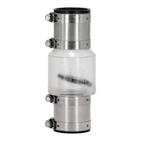 ProCheck quiet sump pump check valve with stainless steel vibration-resistant couplings, 1-1/2 in.