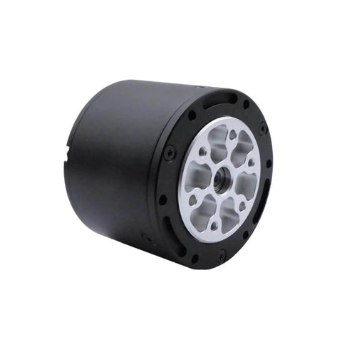 Side view of Dual Encoder Servo Motor With Next Gen Feedback for precise motion, compact and rugged build, black and silver finish.