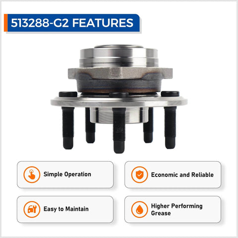 Front view of 513288 Front or Rear Wheel Hub Bearing Assembly Pair for Chevy Malibu Impala with features.