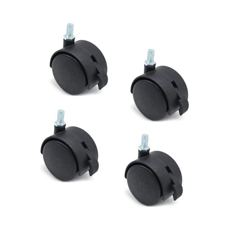 4 Pieces M8 Swivel Stem Caster Wheels With Locking Brakes Nylon Replacement Caster For Furniture Wheel Diameter 39mm