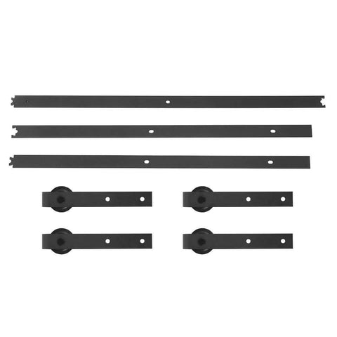 Durable Carbon Steel Double Barn Door Rail And Sliding Track System For Easy No Play Install On Closet And Cabinet Fronts