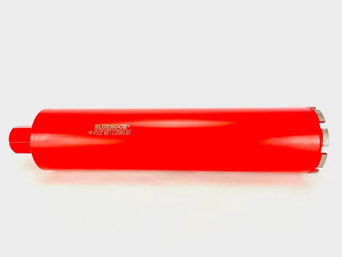 Side view of 4 Inch Diamond Wet Core Drill Bit For Concrete And Masonry, Heavy Duty 1 1/4 Inch Threaded, 17 Inch Overall Length