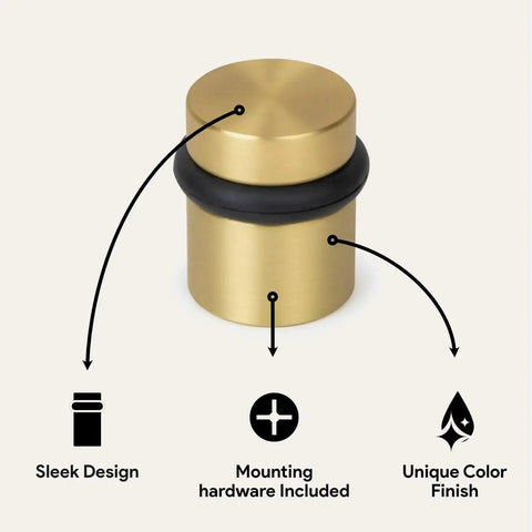 Floor Door Stopper With Mounting Hardware Included Satin Brass 1.5 Inch Wall Protector Prevents Door Knob Contact And Wall Damage
