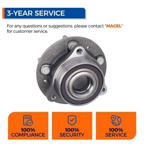 Beefed-Up 513442 Wheel Bearing Hub Assembly for 2020-2022 Buick Encore GX; front view of sealed grey metal unit with 3-year service info.