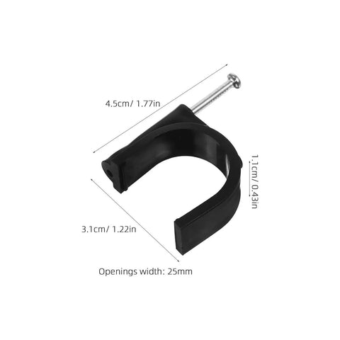 100 Pack Black 25mm Plastic Half Clamp Fixtures With Steel Nails For Pipe Support And Cable Clamp Fasteners Beefy Industrial Workholding