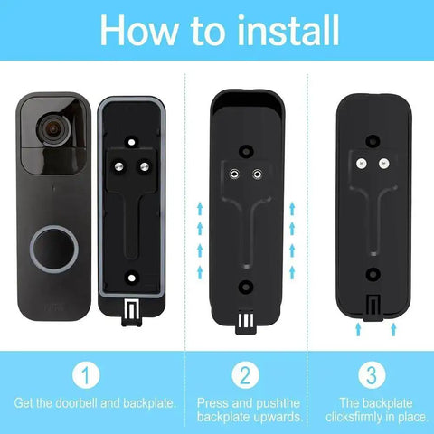 Installation guide for Black Doorbell Back Plate Replacement For Video Doorbell Mounting Systems Kit steps 1 to 3