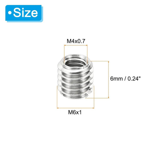 PATIKIL stainless steel thread adapter sleeve reducer nut, M6x1 male to M4x0.7 female, 6 mm tall