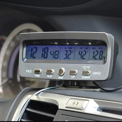4 In 1 LED Car Monitor Clock Temperature Voltage Backlit Display 12V installed on car dashboard