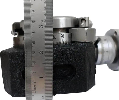 Close-up side view of 6 Inch Rotary Table For Milling Machine Tools, Horizontal And Vertical Mount, showing 360 Degree Graduated Dials.