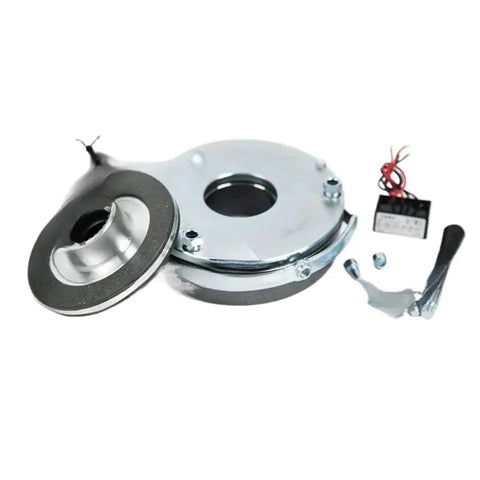 MIRGJK electromagnetic brake assembly with mounting plate, round silver housing and DC170V control module