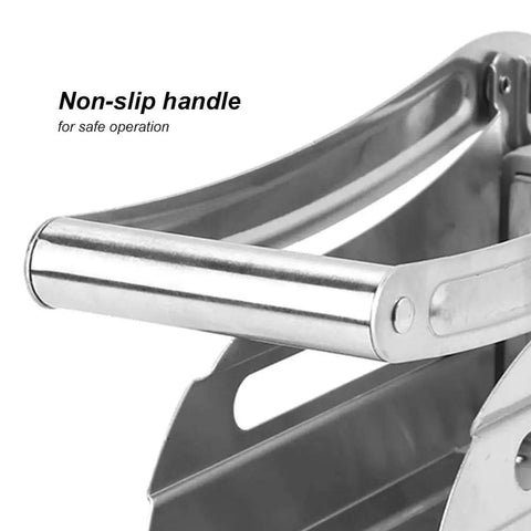 Close-up of non-slip handle on Restaurant Grade French Fries Cutter With Stainless Steel Blades Manual Vegetable Slicer