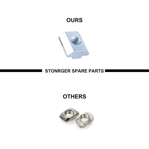 Comparison of M8 T Slot Nuts in 4040 Corner Brackets Set with others.