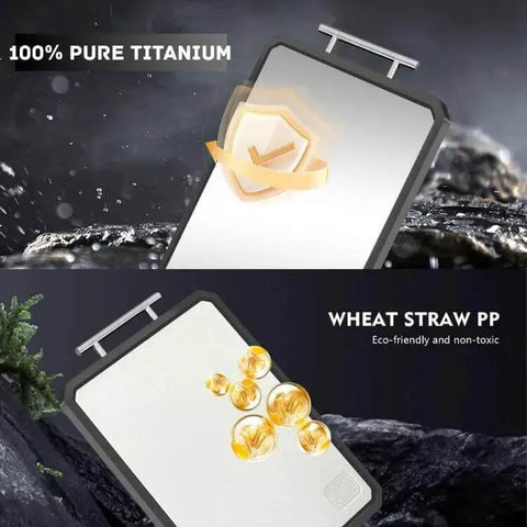 Dual Surface Titanium And Wheat Straw Cutting Board With Juice Groove, Scratch Resistant, Pro Grade Heavy Duty Chopping Board