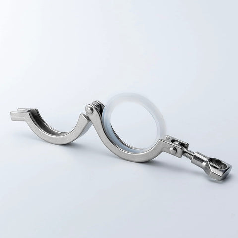 2-inch stainless steel tri-clamp with silicone gasket and wing-nut ferrule, heavy-duty clamp (2-pack)