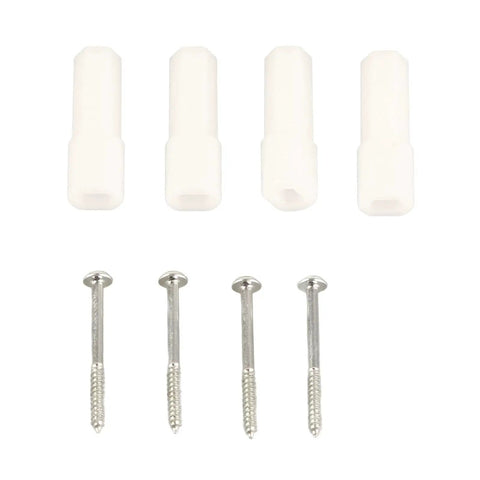 Mecanum Wheel Omni Directional Robot Car Kit components including plastic spacers and screws for DIY assembly, hardware focus.