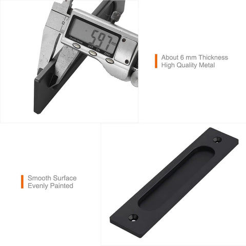 2 Pack 7 Inch Sliding Barn Door Handles Matte Black Rectangular Pocket Door Pulls thickness measurement and handle view