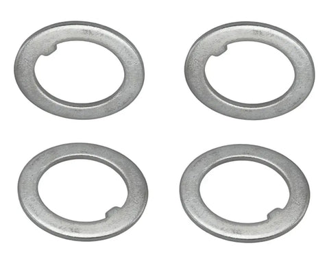 Replacement 1.5 Inch Trailer Tongue Washer 4 Pack Fits Dexter 9K 10K GD Round, top view of metal washers on a white background.