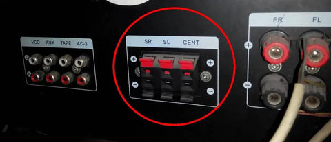Back panel with WP2-3 Speaker Spring Connection Clip 2 Way Terminal Strip Block and other audio connectors visible