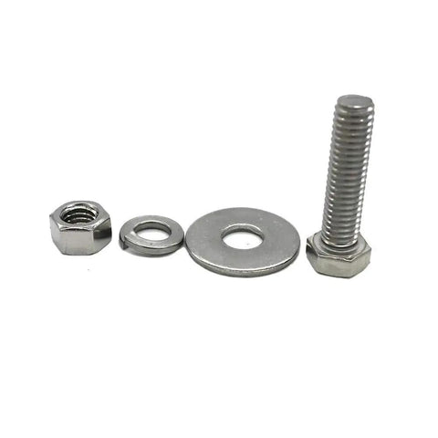 Heavy Duty Stainless Steel Hex Head Screws Bolts Set 1/4-20 X 1-1/2 Fully Threaded With Nuts Flat And Lock Washers 18-8 304 Stainless Includes 10 Sets
