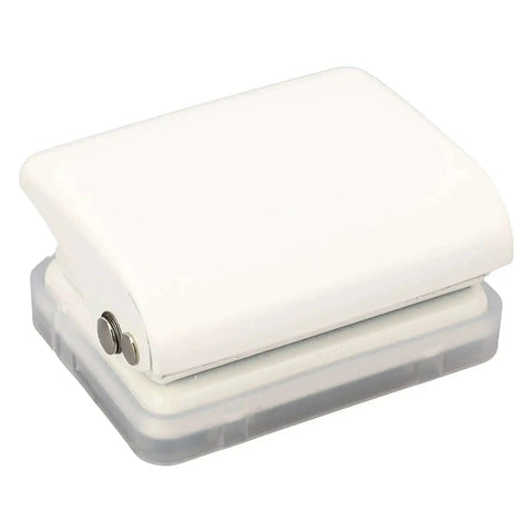 3 Hole Puncher For A7 And A4 Paper, Handheld Office Punch, All Metal Body, Compact Design, Shown From Side View