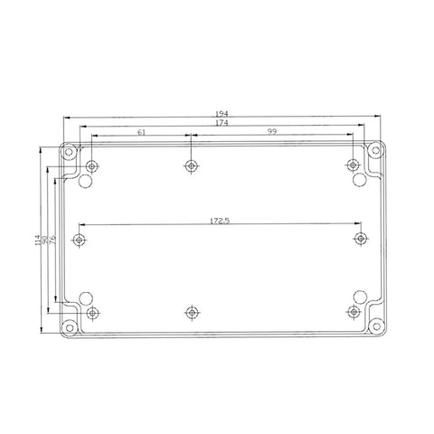 Technical drawing of IP65 Waterproof ABS Plastic Project Box Power Control Enclosure 200x120x56mm for electrical wiring protection