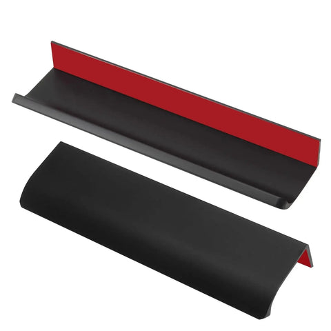6 Pack Self Adhesive Drawer Pulls Black 5.9 Inch Back Mount Finger Edge Handles No Drill Hidden Stick On Kitchen Cupboard Pulls