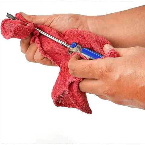 Auto Mechanic Shop Towels 13 By 14 Inches 12 Pack Red 100 Percent Cotton Commercial Grade Rags For Cleaning And Maintenance Garage Supplies Multipurpose Wipes For Cars Furniture And More used to clean a screwdriver.