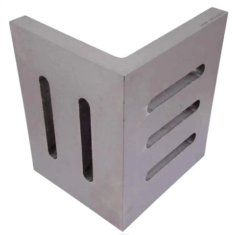 Side view of Slotted Angle Plate For Machining And Layout Open End Six By Five By Four And A Half Inch With Convenient Clamping Slots Heavy Duty Cast Iron Precision Tool For Squareness And Alignment Housing By HHIP showing multiple slots.