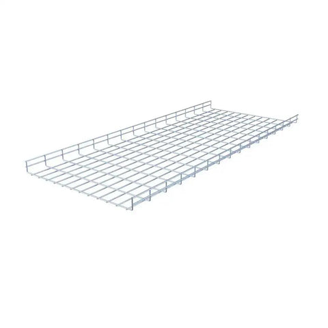 Heavy Duty Wire Mesh Cable Tray Set In Electro Zinc Plated Silver Steel front view showing durable mesh design