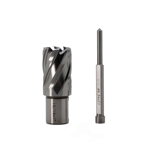 Annular Cutter 15/16 Inch Cutting Diameter With 1 Inch Depth, 3/4 Inch Weldon Shank And 2 Flats, Pilot Pin, For Magnetic Drill Press