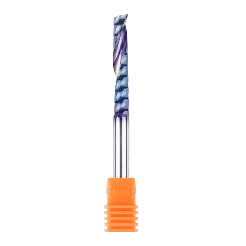Extreme Life Coated One Quarter Inch Shank End Mill For Aluminum And Plastic, Extra Long Three Inch Overall Length, orange tip