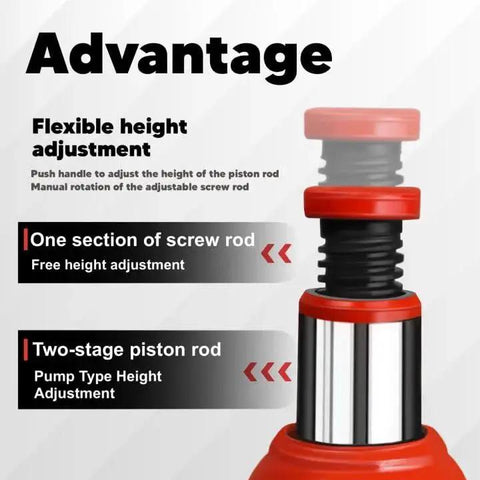 12 Ton Hydraulic Bottle Jack With Carrying Case Lift 8 To 15 Inches For Cars RVs showing height adjustment feature