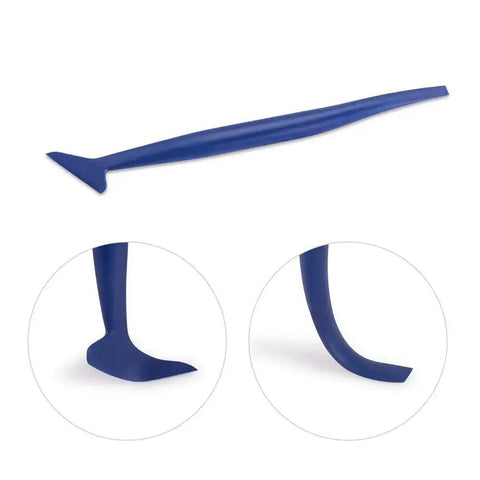 Vinyl Wrap Tool Kit For Car Wrapping And Window Tinting With 4 Inch Felt Squeegee showing curved blue mini go corner squeegee