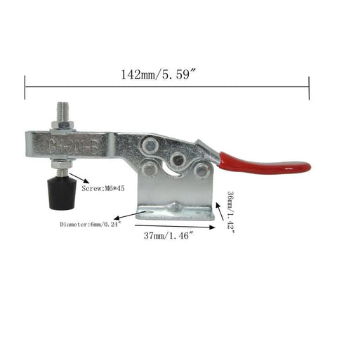 Side view of 4 Pack Toggle Clamp 201B Heavy Duty Quick Release Horizontal Clamps With 198 Lbs Holding Capacity, zinc plated.