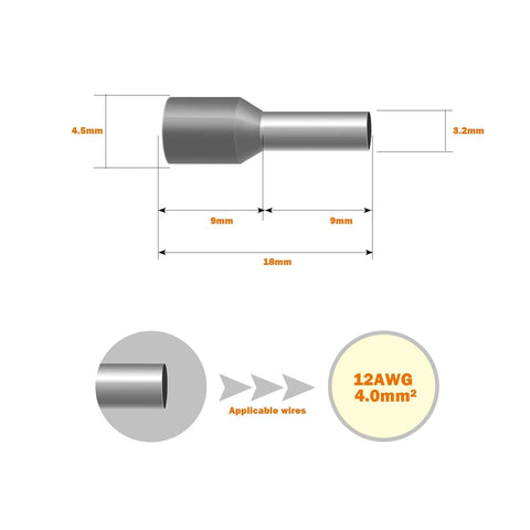 Grey 1000Pcs AWG12 Wire Ferrules Terminals Kit with insulated cord pin ends for electrical, industrial, chemical industry and power control systems