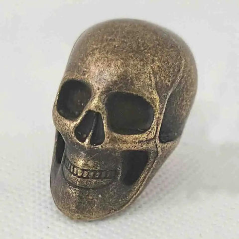 Skull Knob Set Four Pieces Zinc Alloy Heavy Duty Cabinet Pull Handles With Screws Bronze Finish close-up view