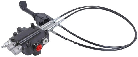 Close-up of Two Spool Hydraulic Control Valve Kit with Cable Remote Joysticks for 21 GPM Flow 80 LPM Model P80 by Solarhome
