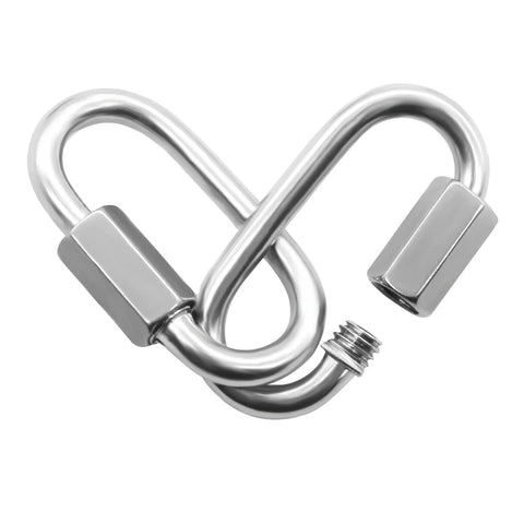 Two Pack M8 5 16 Inch Heavy Duty Stainless Steel Quick Link Carabiners D Shape Chain Links with Locking Wire Gate Design