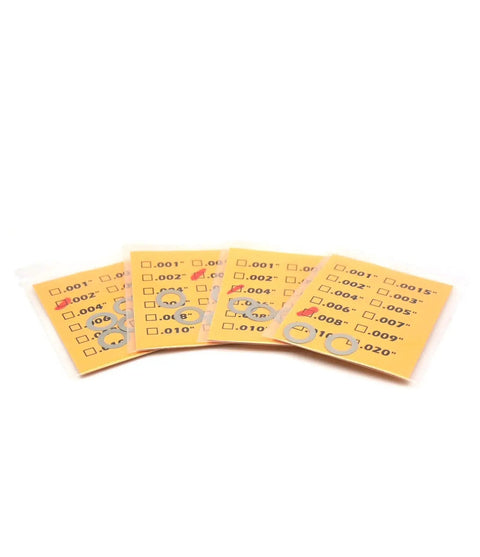 Pivot Pin And Take Down Shim Kit For.276 Inch Pins, 14 Pack, Stainless Steel 304 Shims In Four Thicknesses, Clearly Labeled Packaging