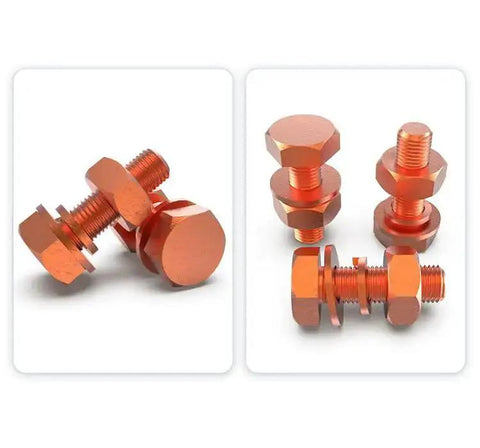 4 Pack M8 60mm Hex Bolts Kit With Nuts, Flat Washers And Spring Lock Washers In T2 Conductive Pure Copper Hex Head Screws displayed