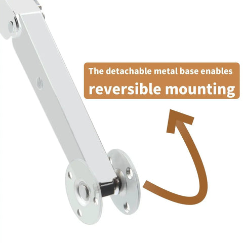 Close-up of 2 Pack 150N Gas Strut Spring Hinges For Heavy Lids with detachable metal base and reversible mounting