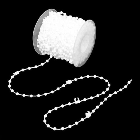Vertical Bead Cord For Blinds And Curtains, smooth beaded chain spool, 10m length for roller blind fittings, white iron and POM material
