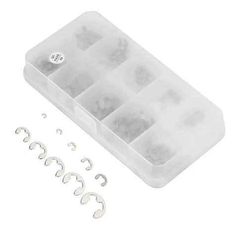 120 Piece External E Clip Circlip Retaining Ring Set Stainless Steel For Quick Fixes And DIY Projects One Point Five Mm To Ten Mm Range