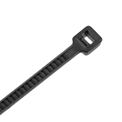 Close-up of Self Locking Nylon Cable Ties 60mm 1.8mm Black 300 Pack Zip Ties, showing locking mechanism for wire and cable management.