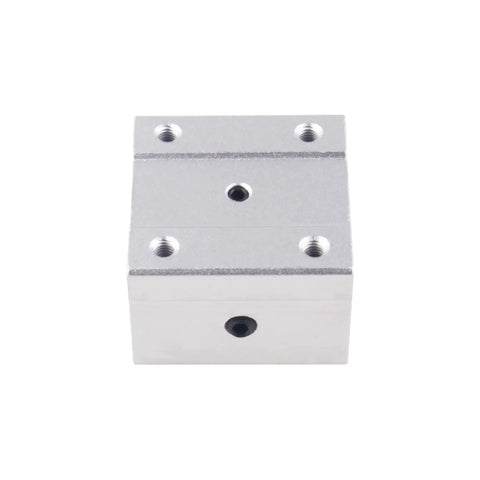 Front view of Pro Grade SBR25UU Aluminum Slide Block Set, 4 Pcs 25mm Linear Bearing Ball Slides For 25mm Guide Rails, CNC Router Parts.