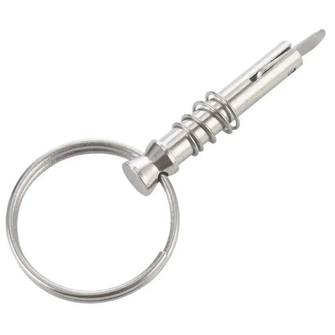 Four Pack Quick Release Pins For Bimini Tops And Boat Covers With Drop Cam And Spring, Quarter Inch Diameter, Usable Length Nine Tenths Inch, Full 316 Stainless Steel Marine Grade, Rugged Heavy Duty Seawater Resistant Deck Hinge Pins And Marine Hardware.