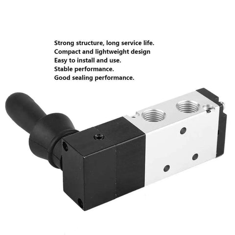 Five Port Three Position Manual Pneumatic Control Valve With Hand Lever 0 To 0.8 MPa Range Inlet PT1/4 Exhaust G1/8