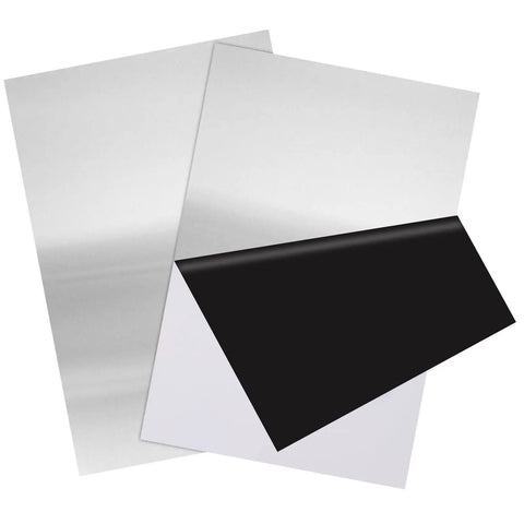 2 Pcs 304 Stainless Steel Sheets 8 Inch By 12 Inch 0.5mm Thick 24 Gauge Shim Stock Plates For DIY Crafting Stovetop Projects And Snow Frosted Surface Durable Corrosion Resistant displayed with protective film.