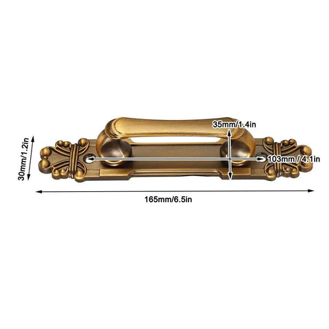 Set Of 4 European Style Vintage Door Handles For Cabinets Drawers Cupboards And Sliding Doors, shown with measurements.