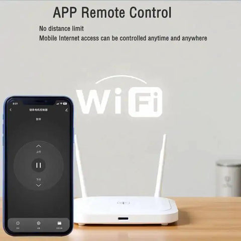 WiFi Forward And Reverse Relay Module 10A 7 To 32V DC For Linear Actuators And Motors Tuya And Alexa Compatible shown with mobile app control